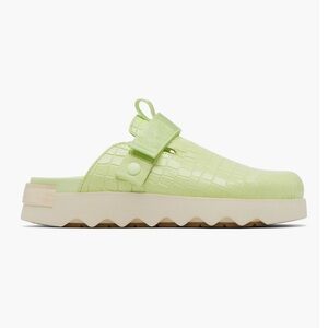 Sorel Viibe Platform Clog Size 9.5 Lime/Green Leather Adjustable Strap Cushy New